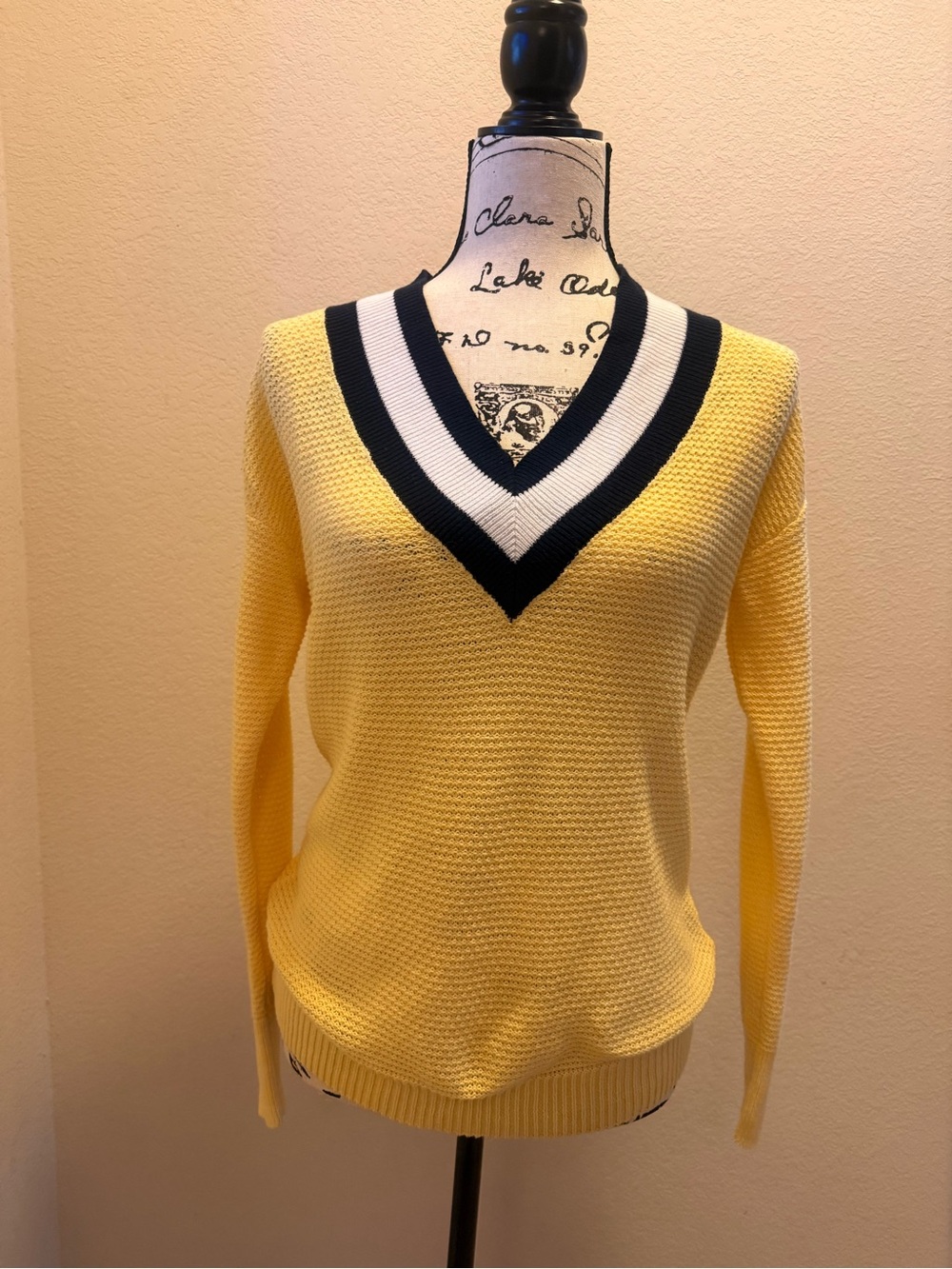 V-Neck Yellow Striped Sweater